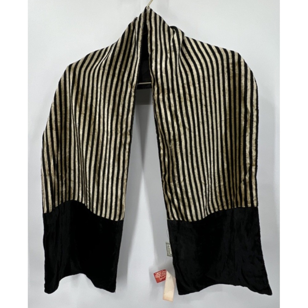 Vintage April Cornell Scarf Striped Velvet Lined‎ Floral Boho Romantic